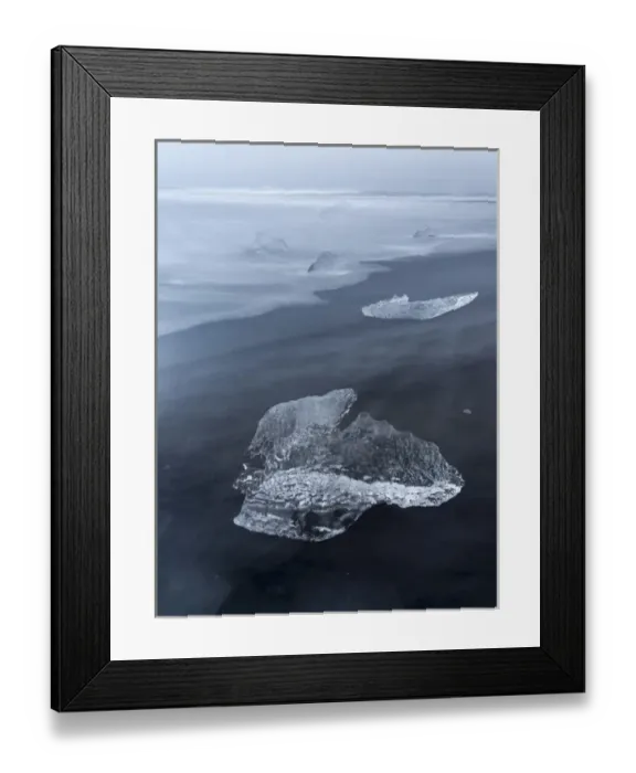 Framed Print : icebergs on black volcanic beach. Beach of the north atlantic near the glacial lagoon Joekulsarlon Framed Print : icebergs on black volcanic beach. Beach of the north atlantic near the glacial lagoon Joekulsarlon