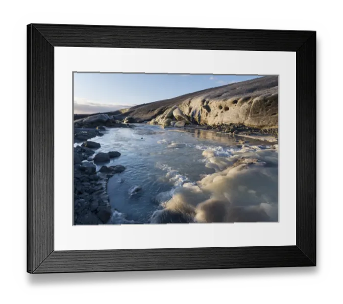 Framed Print : Glacial river, glacier Breidamerkurjoekull in the Vatnajoekull NP during winter