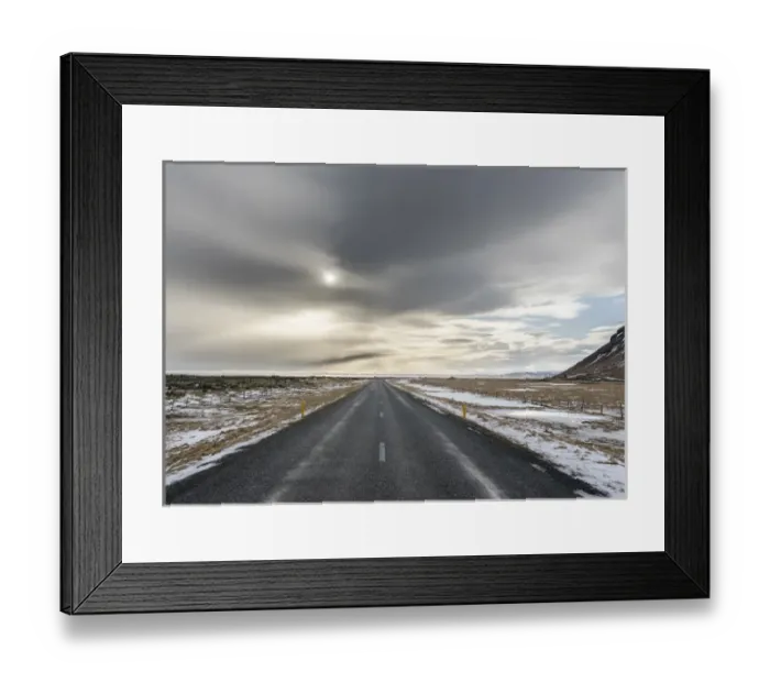 Framed Print : Ring road near Skeitherarsandur during winter