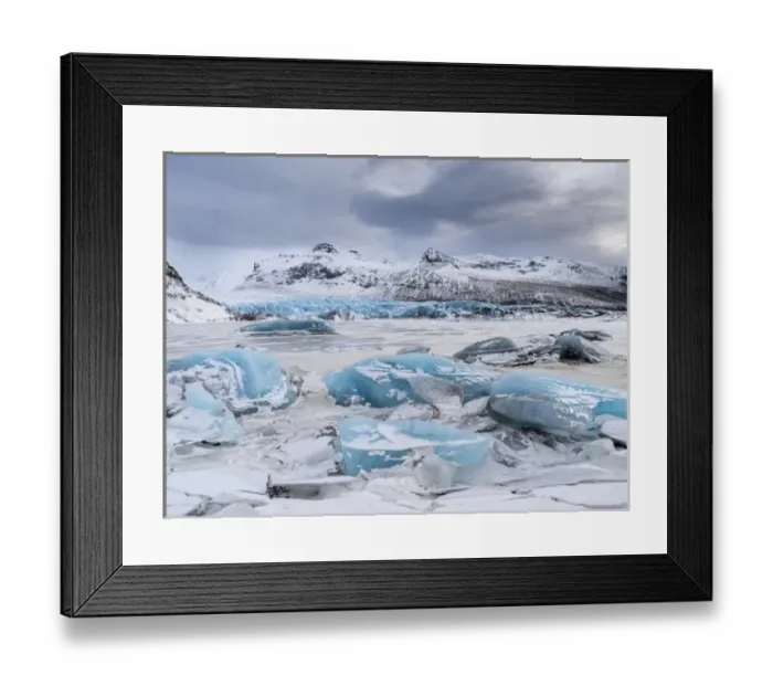 Framed Print : Glacier Svinafellsjoekul in the Vatnajoekull NP during winter. The glacier front
