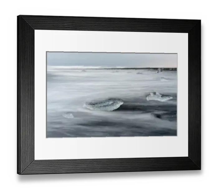 Framed Print : icebergs on black volcanic beach. Beach of the north atlantic near the glacial lagoon Joekulsarlon Framed Print : icebergs on black volcanic beach. Beach of the north atlantic near the glacial lagoon Joekulsarlon