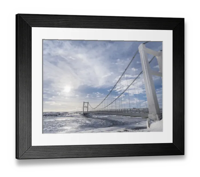 Framed Print : Bridge over Joekulsa a Fjoellum during winter in the highland of Iceland. europe