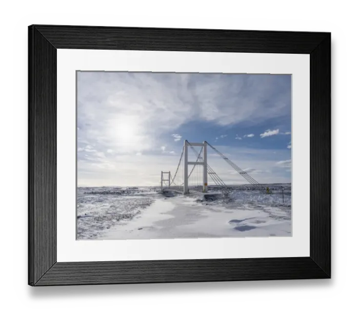 Framed Print : Bridge over Joekulsa a Fjoellum during winter in the highland of Iceland. europe
