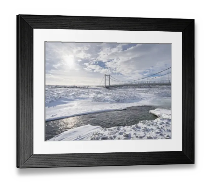 Framed Print : Bridge over Joekulsa a Fjoellum during winter in the highland of Iceland. europe Framed Print : Bridge over Joekulsa a Fjoellum during winter in the highland of Iceland. europe