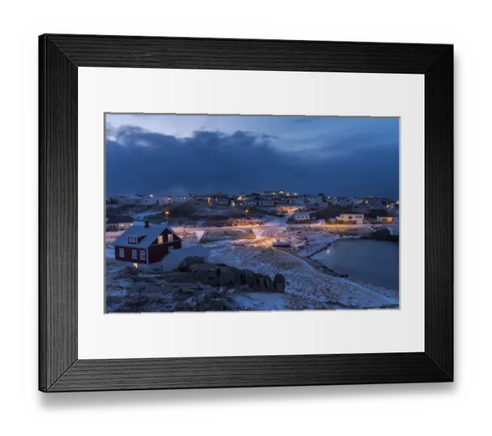Framed Print : Village Stykkisholmur on the Snaefellsnes peninsula during winter. europe, northern europe