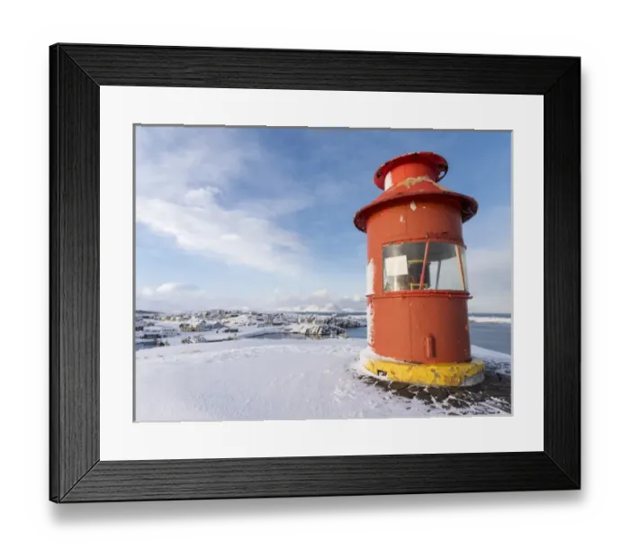 Framed Print : Village Stykkisholmur on the Snaefellsnes peninsula during winter