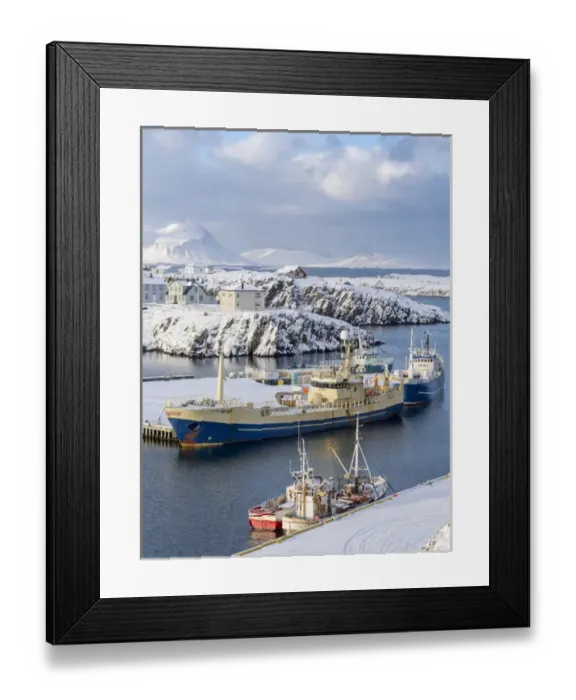Framed Print : Village Stykkisholmur on the Snaefellsnes peninsula during winter Framed Print : Village Stykkisholmur on the Snaefellsnes peninsula during winter
