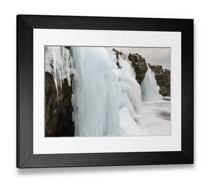 Framed Print : Waterfall Kirkjufellsfoss on Snaefellsnes peninsula during winter. europe, northern europe