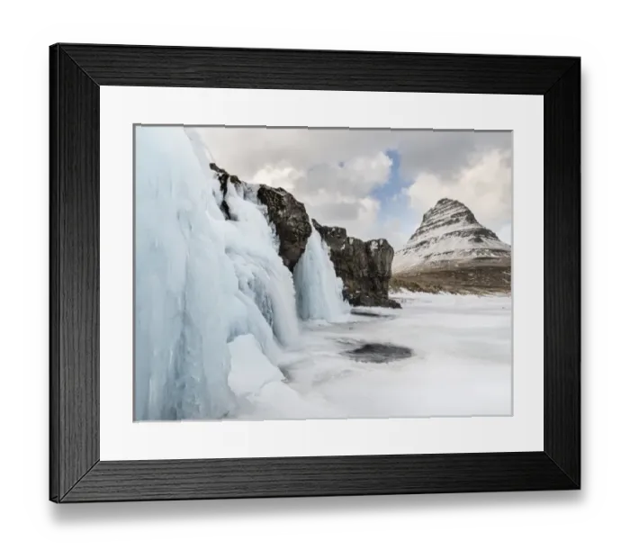 Framed Print : Waterfall Kirkjufellsfoss on Snaefellsnes peninsula during winter Framed Print : Waterfall Kirkjufellsfoss on Snaefellsnes peninsula during winter