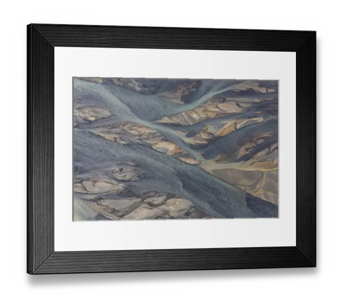 Framed Print : Aerial view of Hosa river coloured by glacial melt, SW Iceland Framed Print : Aerial view of Hosa river coloured by glacial melt, SW Iceland