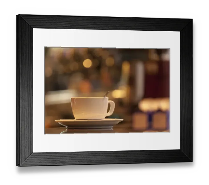 Framed Print : Italy, Venice. A cappucino on the country of a cafe