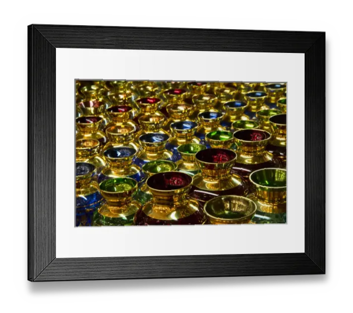 Framed Print : Colorful and Golden glass cups on display and for sale Venice Italy Framed Print : Colorful and Golden glass cups on display and for sale Venice Italy