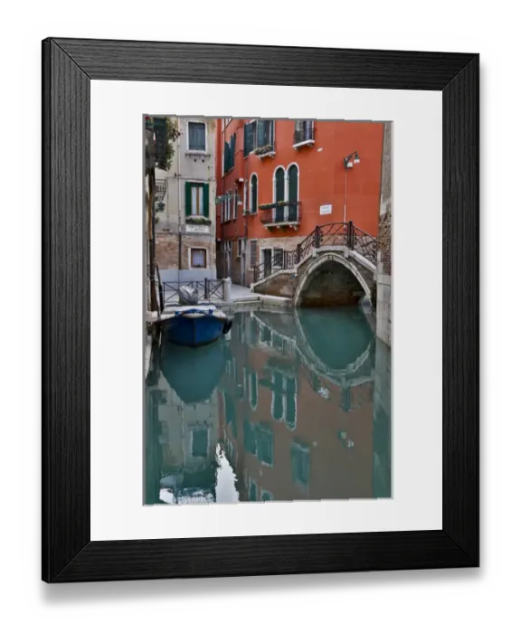 Framed Print : Canal, bridge, boat Venice Italy