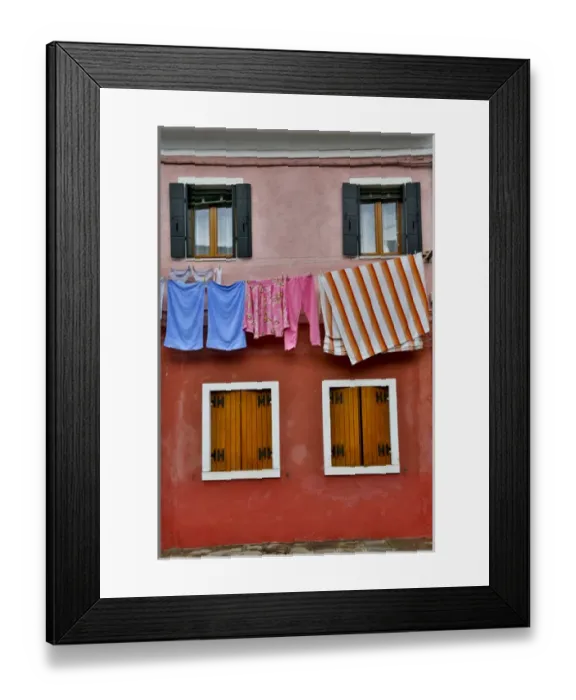 Framed Print : Shuttered windowsand hanging to dry laundry Burano, Italy Framed Print : Shuttered windowsand hanging to dry laundry Burano, Italy