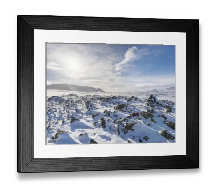 Framed Print : The Highland of Iceland close to the ring road during winter in stormy and sunny weather conditions Framed Print : The Highland of Iceland close to the ring road during winter in stormy and sunny weather conditions