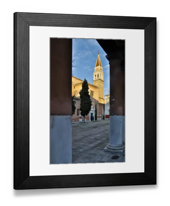 Framed Print : Arches and view of Bell Tower San Francesco church Venice Italy Framed Print : Arches and view of Bell Tower San Francesco church Venice Italy