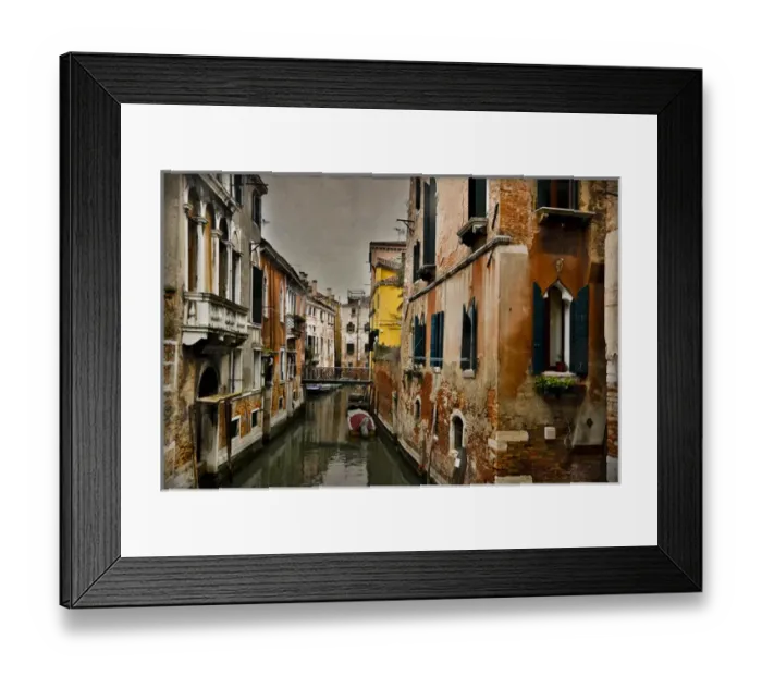 Framed Print : Canal and Bridges with boats Venice Italy Framed Print : Canal and Bridges with boats Venice Italy