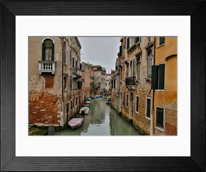 Framed Print : Canal and Bridges with boats Venice Italy Framed Print : Canal and Bridges with boats Venice Italy