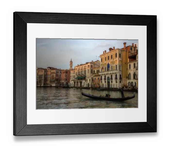 Framed Print : Evening light on Gondola along the Grand Canal near Rialto Bridge, Venice Italy Framed Print : Evening light on Gondola along the Grand Canal near Rialto Bridge, Venice Italy