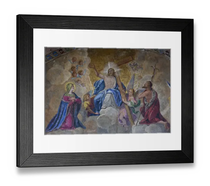 Framed Print : Mosaic Religous artwork on the outside arches of St. Marks Cathedral, Venice Italy