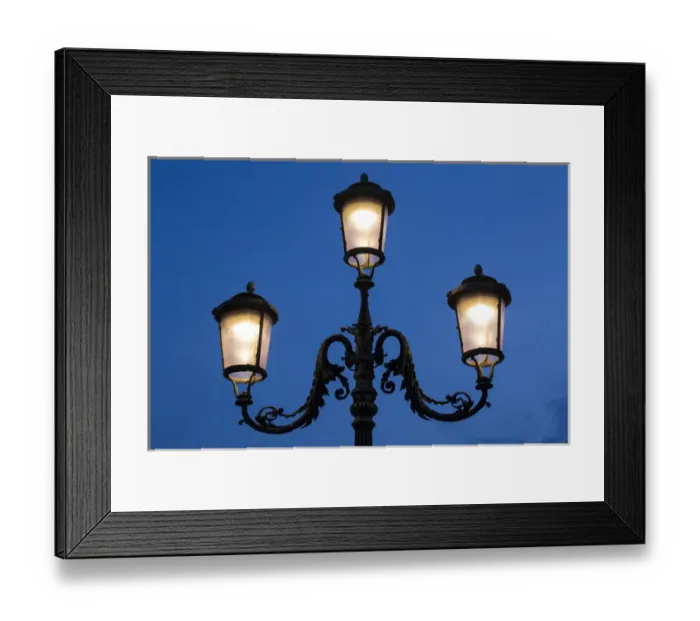 Framed Print : Lite Lamps along the Grand Canal at dusk, Venice Italy Framed Print : Lite Lamps along the Grand Canal at dusk, Venice Italy