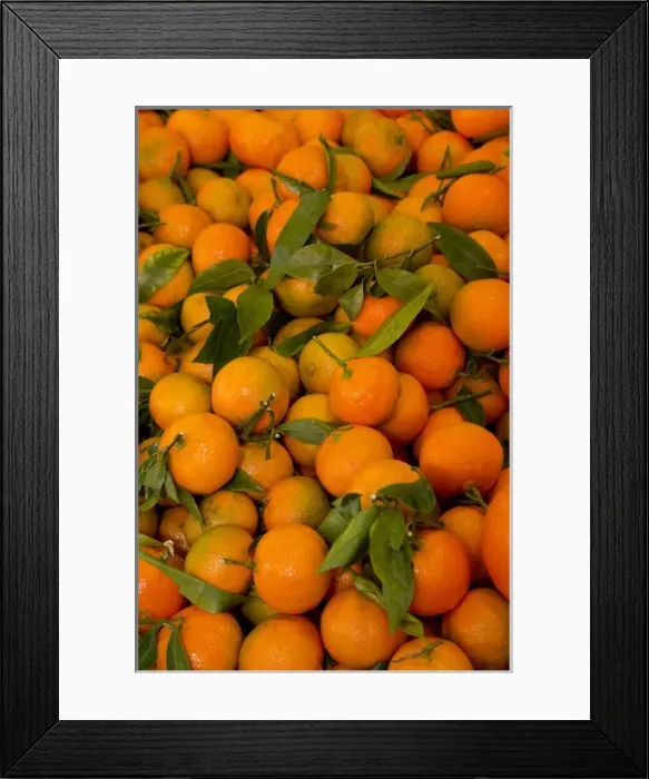 Framed Print : Fish Market tangerines on display for sale, Venice Italy
