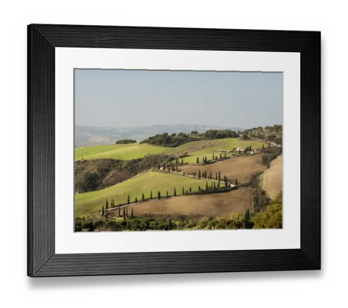 Framed Print : Europe, Italy, Tuscany. Zig zag road near La Foce in Tuscany Framed Print : Europe, Italy, Tuscany. Zig zag road near La Foce in Tuscany