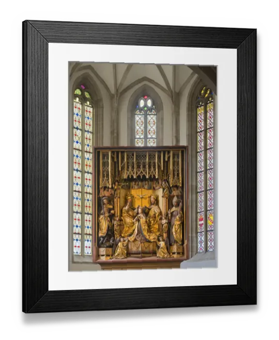 Framed Print : famous carved altar (Marienkroenungsaltar, Pacheraltar) by carver and artist Michael