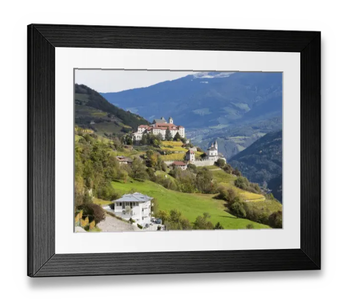 Framed Print : Saeben monastery and abbey (Monastero di Sabiona) near Klausen (Chiusa) in valley Eisacktal Framed Print : Saeben monastery and abbey (Monastero di Sabiona) near Klausen (Chiusa) in valley Eisacktal