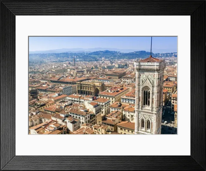 Framed Print : Campanile of Giotto and city view from the top of the Duomo, Florence, UNESCO World Heritage Site