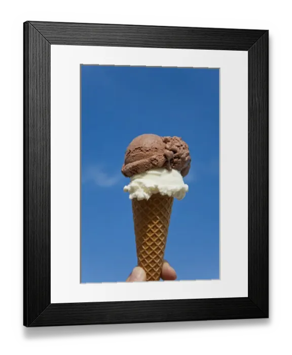 Framed Print : Ice cream cone, chocolate & vanilla, Sicily, Italy Framed Print : Ice cream cone, chocolate & vanilla, Sicily, Italy