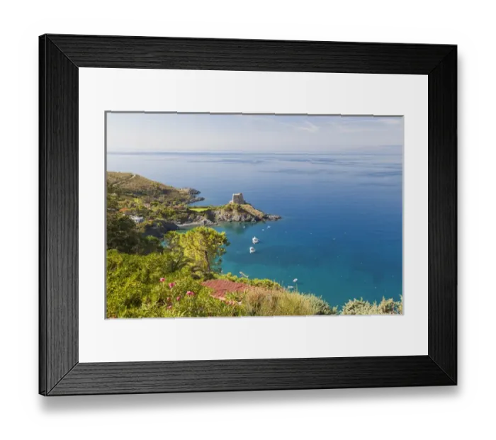 Framed Print : Remains of the watchtower, Carpino Bay, Scalea, Calabria Framed Print : Remains of the watchtower, Carpino Bay, Scalea, Calabria