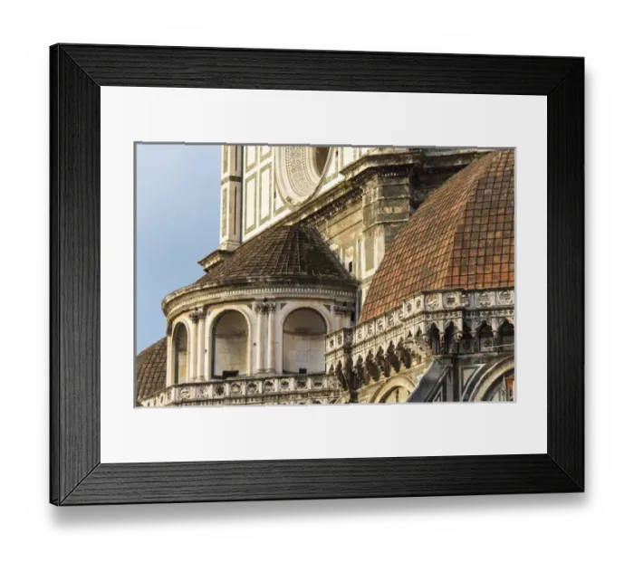 Framed Print : Europe, Italy, Florence. Detail of ornate Duomo architecture and design. Morning light