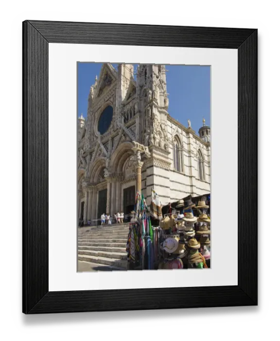 Framed Print : Europe, Italy, Siena. Ornate Duomo facade surrounded by souvenir stands Framed Print : Europe, Italy, Siena. Ornate Duomo facade surrounded by souvenir stands