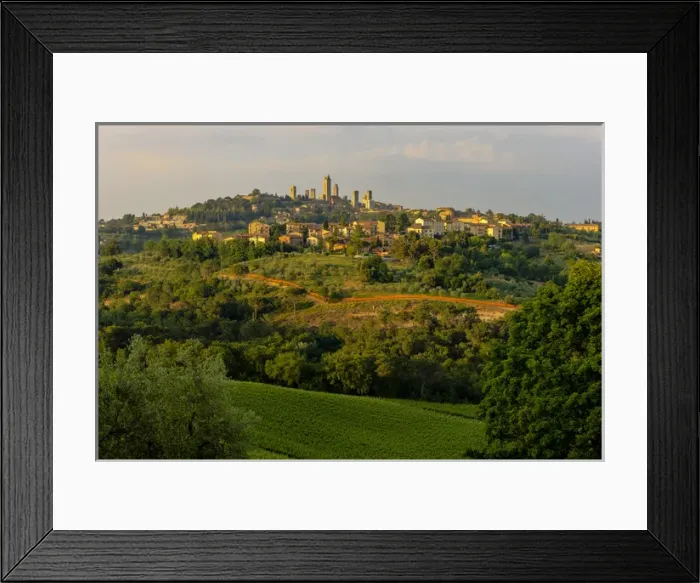 Framed Print : Typical Rolling Hills Landscape. San Gimignano Skyline. Tuscany. Italy Framed Print : Typical Rolling Hills Landscape. San Gimignano Skyline. Tuscany. Italy