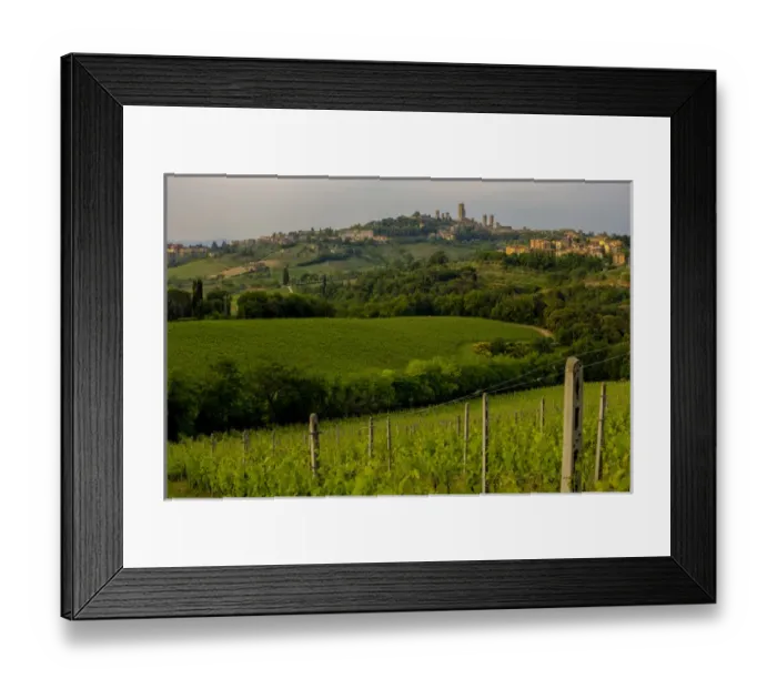 Framed Print : Typical Rolling Hills Landscape. San Gimignano Skyline. Tuscany. Italy Framed Print : Typical Rolling Hills Landscape. San Gimignano Skyline. Tuscany. Italy