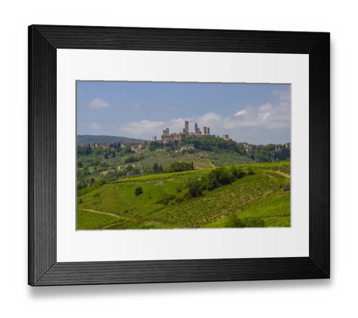 Framed Print : Typical Rolling Hills Landscape. San Gimignano SKyline. Tuscany. Italy Framed Print : Typical Rolling Hills Landscape. San Gimignano SKyline. Tuscany. Italy