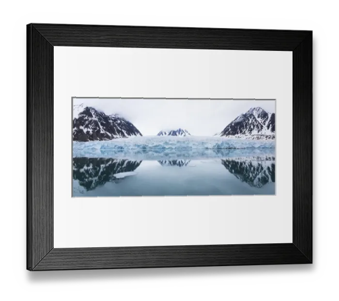 Framed Print : Arctic, Norway, Svalbard, Spitsbergen, Monaco glacier, Reflections of mountains Framed Print : Arctic, Norway, Svalbard, Spitsbergen, Monaco glacier, Reflections of mountains