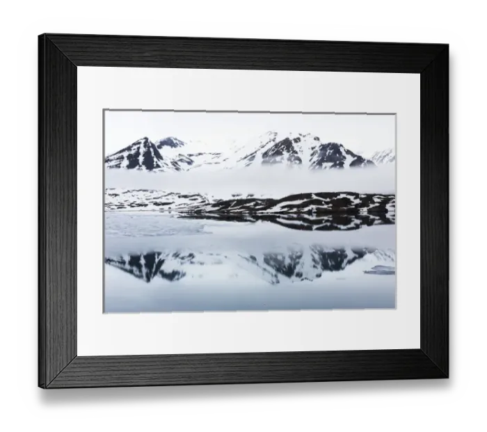 Framed Print : Arctic, Norway, Svalbard, Spitsbergen, Monaco glacier, Reflections of mountains Framed Print : Arctic, Norway, Svalbard, Spitsbergen, Monaco glacier, Reflections of mountains