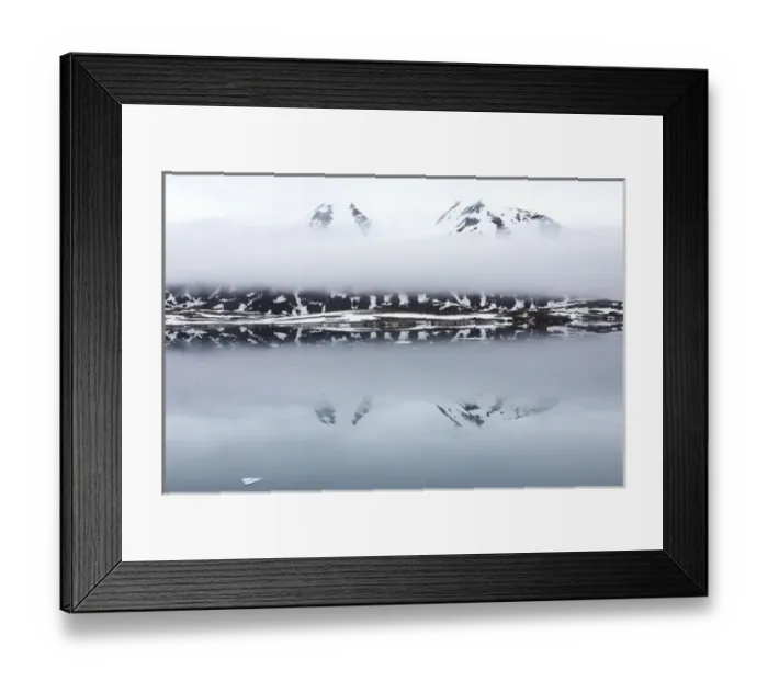 Framed Print : Arctic, Norway, Svalbard, Spitsbergen, Monaco glacier, Reflections of mountains Framed Print : Arctic, Norway, Svalbard, Spitsbergen, Monaco glacier, Reflections of mountains