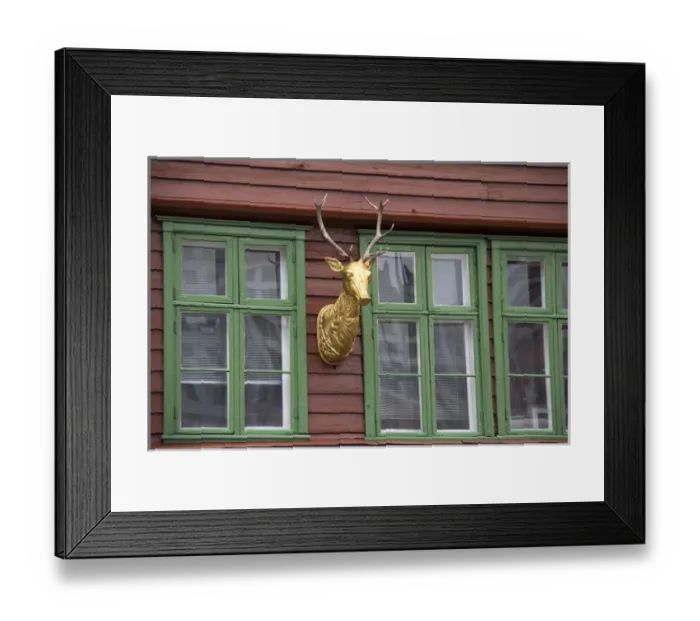 Framed Print : Europe, Norway, Bergen. Bryggen facade deer, a UNESCO World Heritage Site Framed Print : Europe, Norway, Bergen. Bryggen facade deer, a UNESCO World Heritage Site