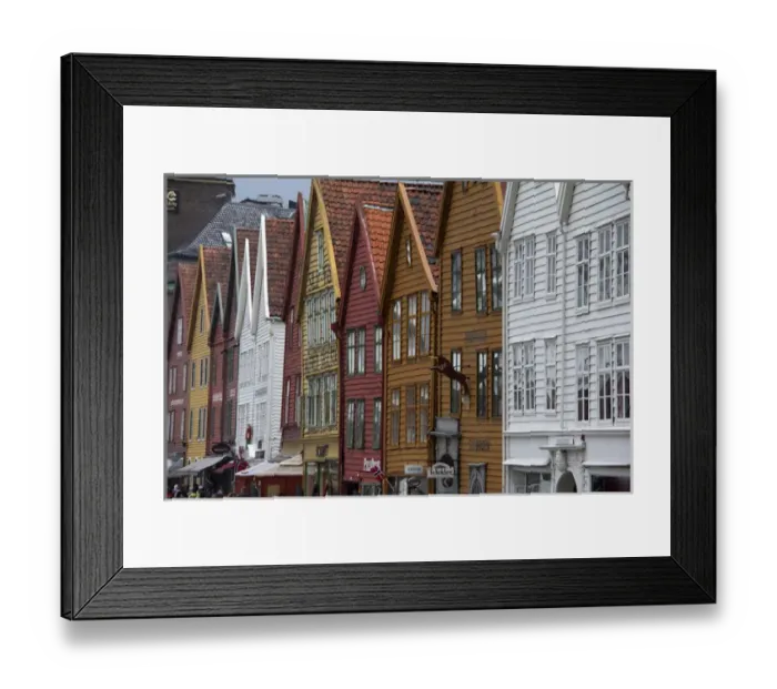 Framed Print : Europe, Norway, Bergen. Warehouse architecture of Bryggen, a UNESCO World Heritage Site