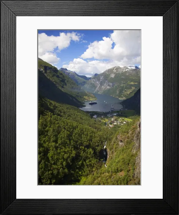Framed Print : Europe, Norway, Geiranger. View of Geiranger Fjord