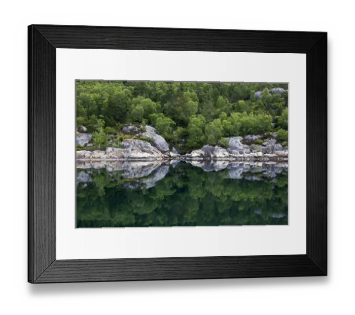 Framed Print : Europe, Norway, Lysefjord. Reflective Landscape of Lysefjord Framed Print : Europe, Norway, Lysefjord. Reflective Landscape of Lysefjord