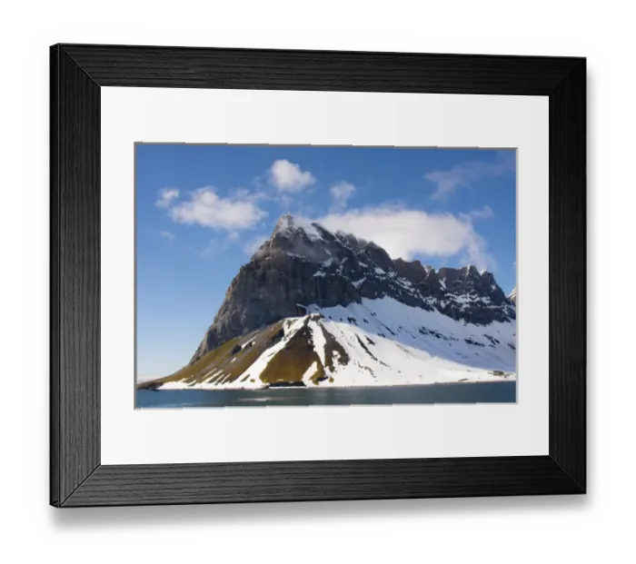 Framed Print : Norway. Svalbard. Hornsund. Dramatic cliffs tower over the sound Framed Print : Norway. Svalbard. Hornsund. Dramatic cliffs tower over the sound