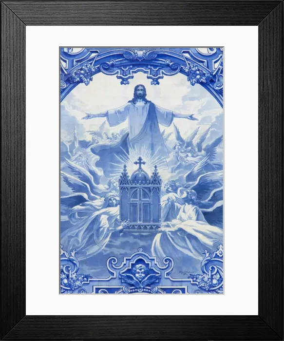 Framed Print : Europe, Portugal, Porto. Mosaic on side of Santo Ildefonso Church without lines. Credit as Framed Print : Europe, Portugal, Porto. Mosaic on side of Santo Ildefonso Church without lines. Credit as