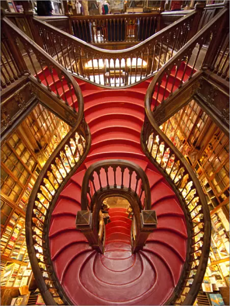 Europe, Portugal, Porto. Stairway in Lello Book Store