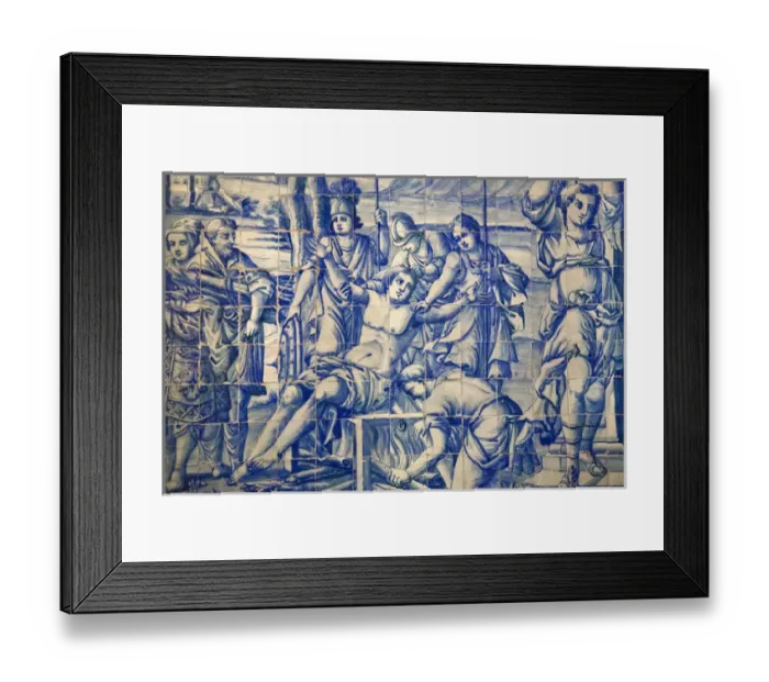 Framed Print : Europe, Portugal, Almancil. Detail of tile work in St. Lawrence Church. Credit as Framed Print : Europe, Portugal, Almancil. Detail of tile work in St. Lawrence Church. Credit as