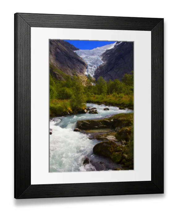 Framed Print : Europe, Norway, Olden. Briksdal Glacier and River Framed Print : Europe, Norway, Olden. Briksdal Glacier and River