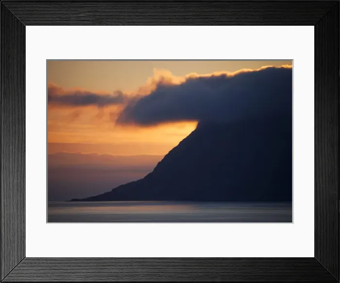 Framed Print : Europe, Norway, Alesund. Sunrise marks dramatic coastline near Alesund